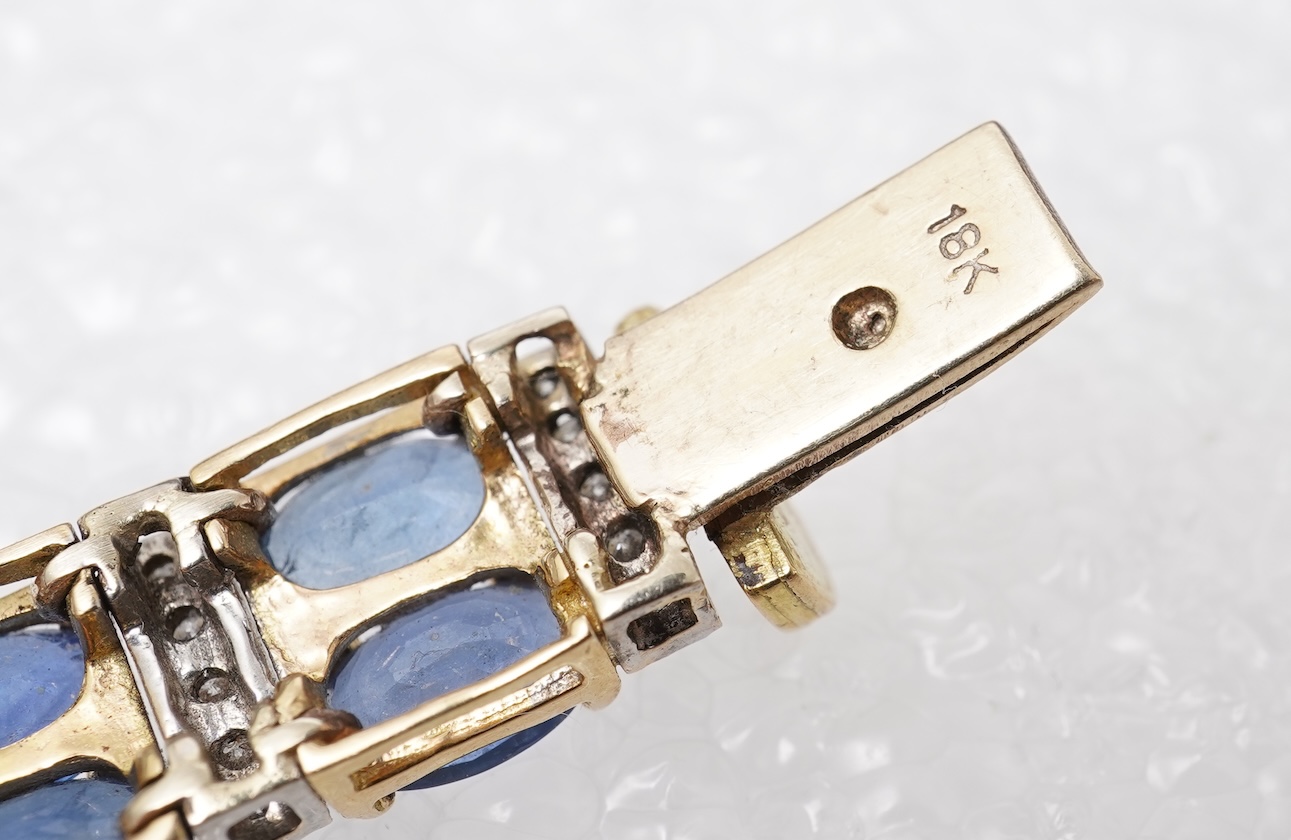 A sapphire and diamond bracelet